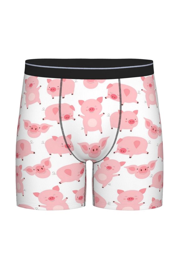 Kawaii Pigs Pattern Men's Athletic Long Leg Briefs , Performance Stretch Underwear,Moisture-Wicking