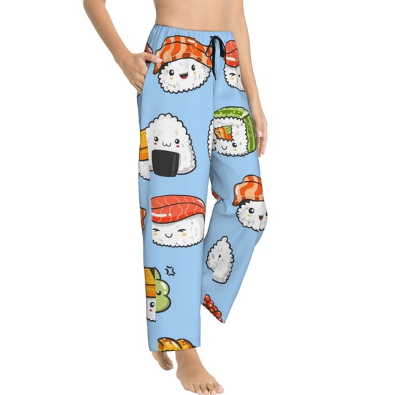 Picia Kawaii Sushi Womens Soft Woven Cotton Elastic Waistband Sleep Pajama Pant Lounge Sleep Pant With Pockets And Drawstring-XX-Large