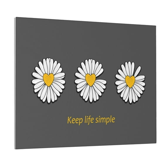 Picia Keep Life Simple Daisy Flower Pattern Decorative Picture – Unique Wall Art, Modern Canvas Print for Trendy Interiors (Horizontal)