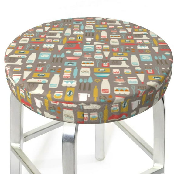 Picia Kitchen Food pattern Round Stool Covers Comfy Seat Covers Stretch Removable WashableChair Slipcover Round Bar Chair Cushion Cover-13 inch