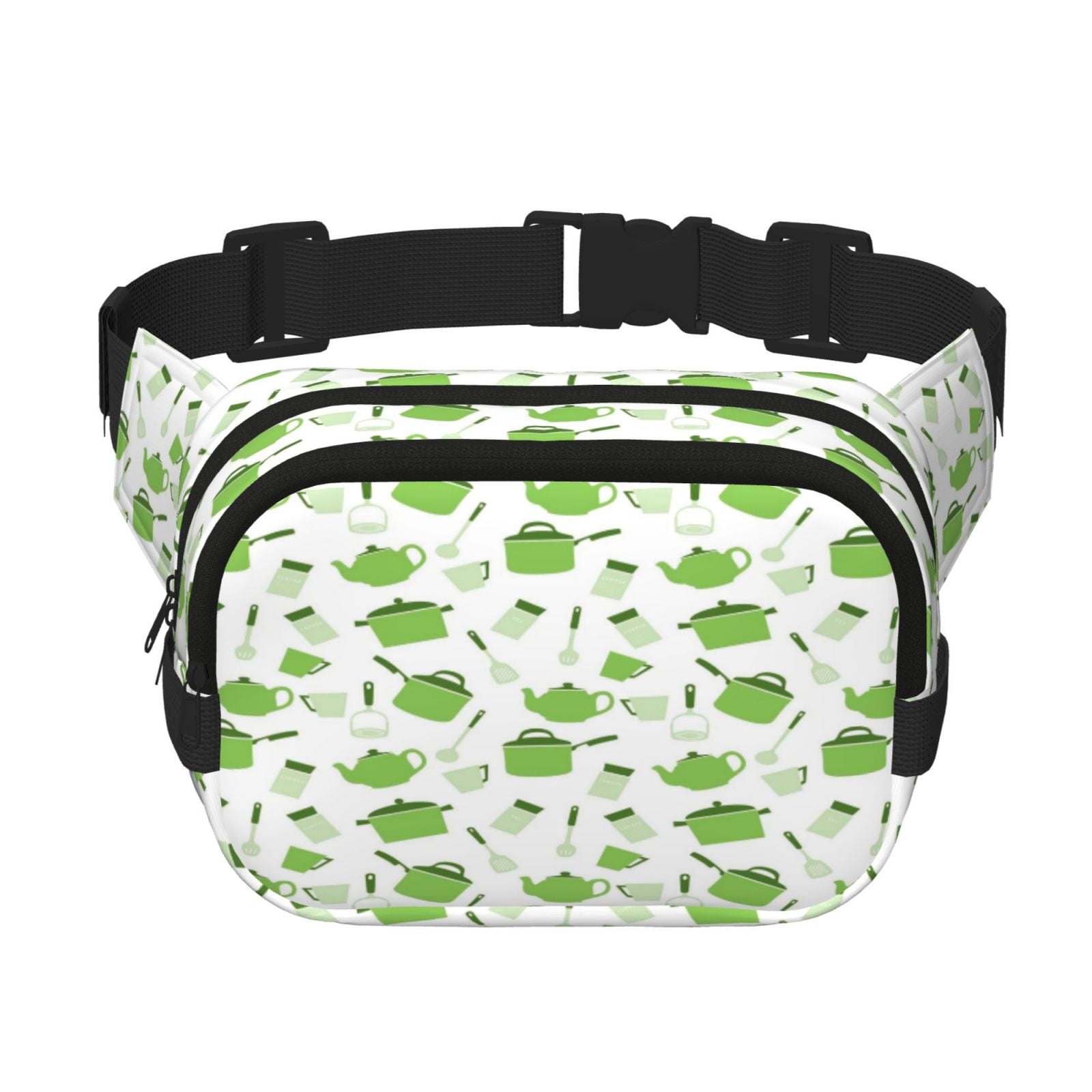 Picia Kitchen Utensiles Cooking Pots Print Square Double-Layer Waist Bag Mini Adjustable Waist Belt Bag Exercise Running Travel Hiking