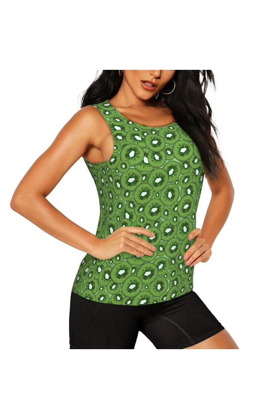 Kiwi Fruit Pattern Women's Workout Tank Top,Breathable Activewear,Slim Fit Athletic Top,Versatile Workout Moisture-wicking top-XX-Large