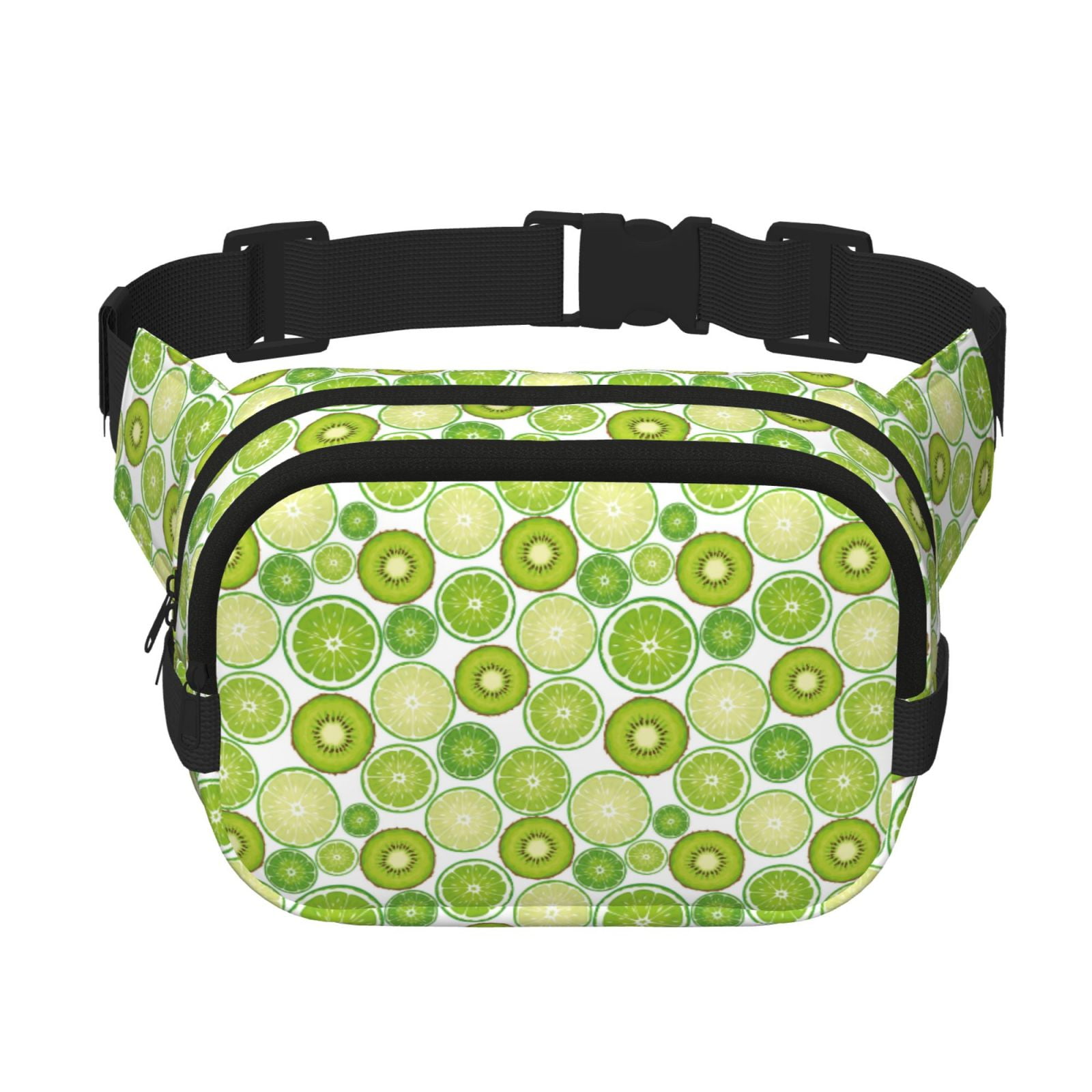 Picia Kiwi Lemon Print Square Double-Layer Waist Bag Mini Adjustable Waist Belt Bag Exercise Running Travel Hiking