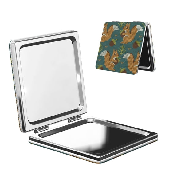 Picia Knitted Woodland Squirrel for Compact Vanity Mirror , Travel Makeup Mirror , Portable Magnifying Cosmetic Mirror for Daily, Work, Business-Square