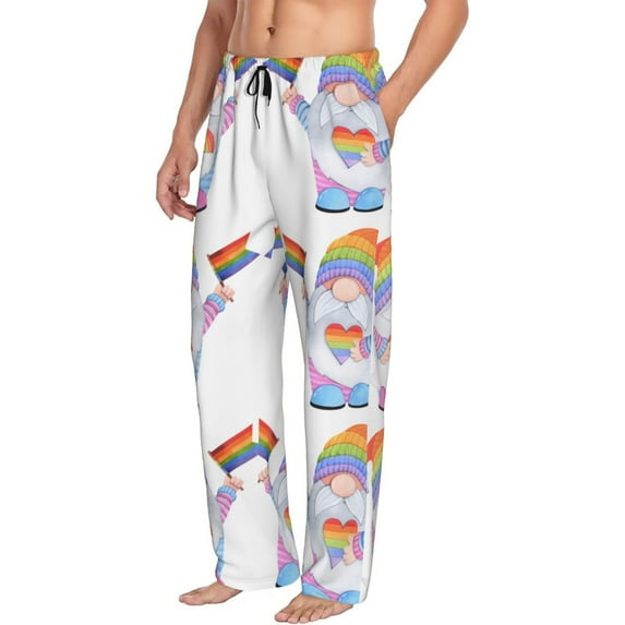 Picia LGBT Gnomes Mens Soft Woven Cotton Elastic Waistband Sleep Pajama Pant Lounge Sleep Pant With Pockets And Drawstring-X-Large