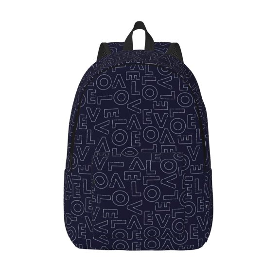 Picia LOVE Printed Canvas Daypack - Stylish and Durable Vintage Compact Backpack - Class, Work, Travel, or Laptop Bookbag,Organized Compartments-Medium