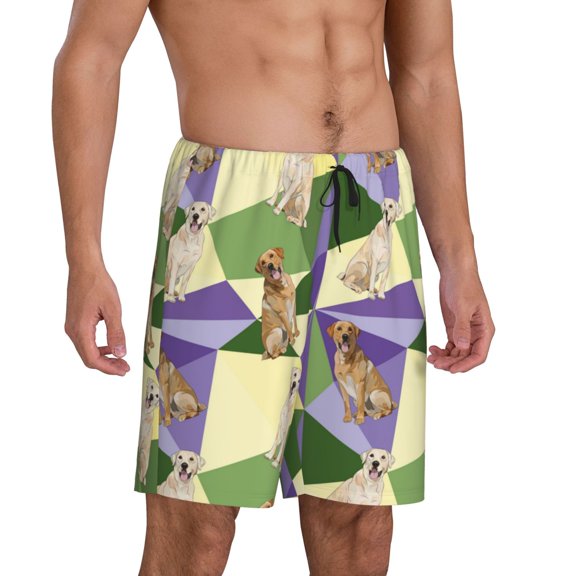 Picia Labrador Retriever Dog Pajama Shorts for Men, Men's Pajama Bottoms, Sleepwear,Short Pajama Pants-Large