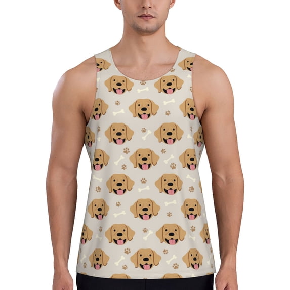 Picia Labrador Retriever Dog Printed Men’s Performance Tank, Men's Workout Tank Top Moisture-Wicking Tank Top Muscle tee, Breathable Workout Shirt-Medium