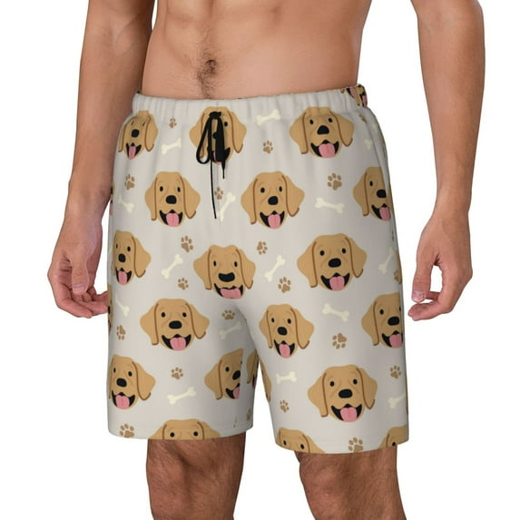Picia Labrador Retriever Dog pattern Mens Swim Trunks with Compression Liner Stretch Beach Shorts Quick Dry with Zipper Pockets No-Chafing Board Shorts-3X-Large