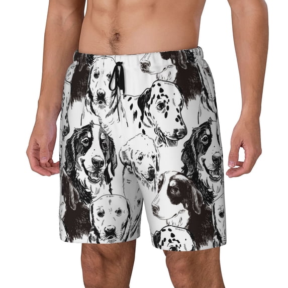 Picia Labrador Retriever Dog pattern Mens Swim Trunks with Compression Liner Stretch Beach Shorts Quick Dry with Zipper Pockets No-Chafing Board Shorts-Medium