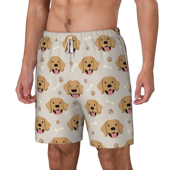 Picia Labrador Retriever Dog pattern Mens Swim Trunks with Compression Liner Stretch Beach Shorts Quick Dry with Zipper Pockets No-Chafing Board Shorts-Small