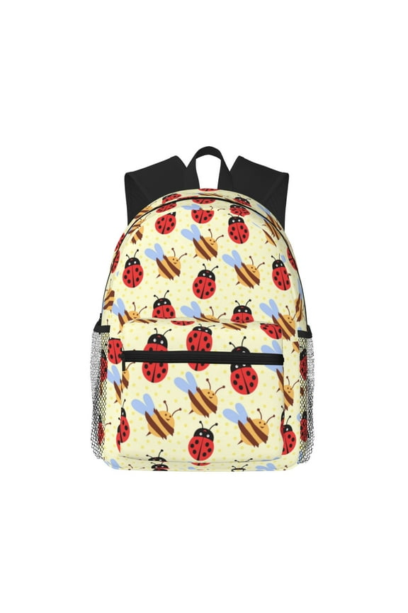 Ladybug And Bee Large Capacity Backpack Classic Style Backpack Casual Backpack Water-Resistant School Work Travel Outdoor Backpack
