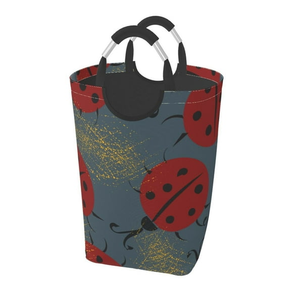 Picia Ladybug Laundry Basket With Handles Laundry Hamper Toys Storage Organizer Foldable Bucket Washing Bin Dirty Clothes Bag For Home Bathroom Bedroom Dorm