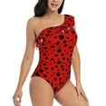 thumbnail image 1 of Picia Ladybug Pattern Pattern Women's One Piece Swimsuits,One Shoulder Swimwear Asymmetric ,Ruffle Monokinis Bathing Suits,High Waisted Flattering Bathing Suits-Medium, 1 of 8