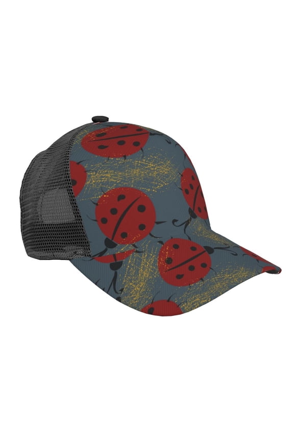 Ladybug Pattern Trucker Hat,Baseball Cap,Sun Protection Cap,Stylish Headwear,Leisure Cap,Outdoor Sports Cap