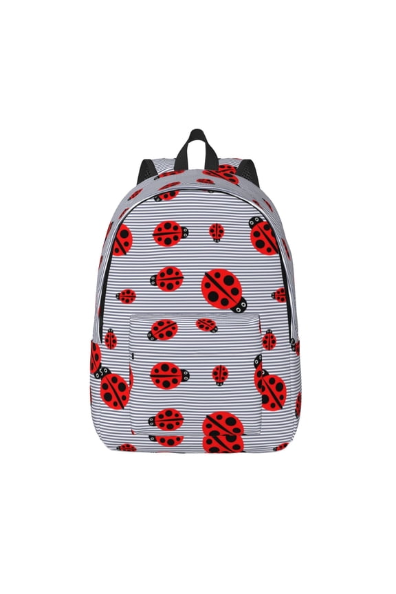 Ladybug Printed Canvas Daypack - Stylish and Durable Vintage Compact Backpack - Class, Work, Travel, or Laptop Bookbag,Organized Compartments-Small