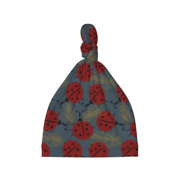 Picia Ladybug Printed Preemie Hats for Baby Girls Cotton Premature Knot Hats Newborn Hospital Cap Warm Knot Beanie Nicu for Preemie Girls and Boys