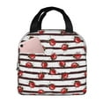 thumbnail image 1 of Picia Ladybugs on Black and White Striped1 Printed Lunch box Lunch bag for Men Women Large Capacity Lunchbox Reusable Lunch Bags Insulated Lunch Bag Lunch Box Cooler, 1 of 6