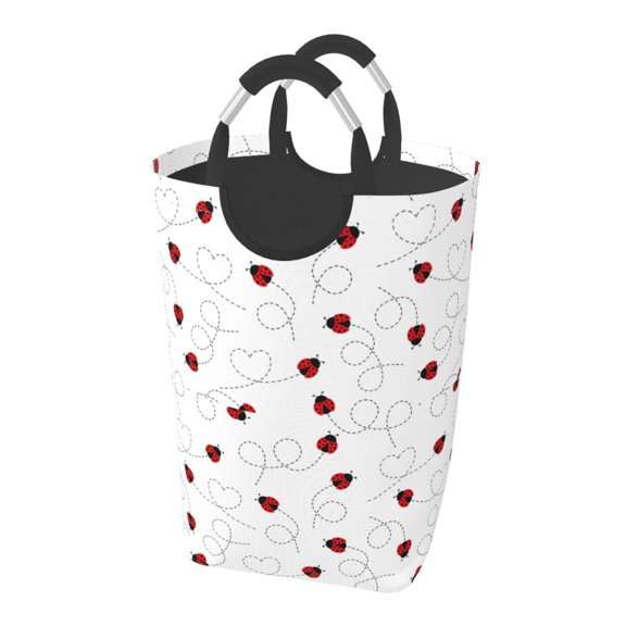 Picia Ladybugs Flying On Dotted Route Laundry Basket With Handles Laundry Hamper Toys Storage Organizer Foldable Bucket Washing Bin Dirty Clothes Bag For Home Bathroom Bedroom Dorm