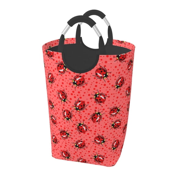 Picia Ladybugs On Red Polka Dot Laundry Basket With Handles Laundry Hamper Toys Storage Organizer Foldable Bucket Washing Bin Dirty Clothes Bag For Home Bathroom Bedroom Dorm