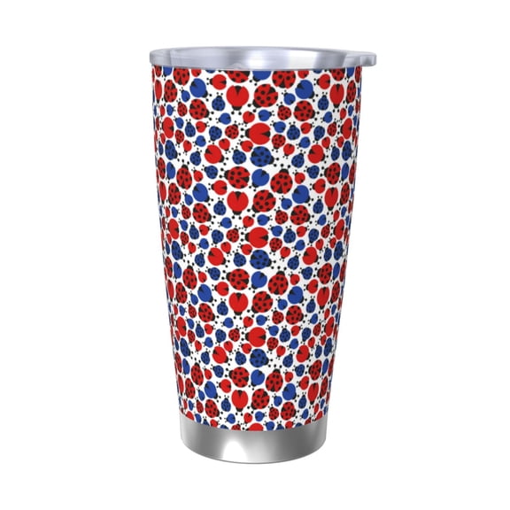 Picia Ladybugs Pattern 20 oz Tumbler Stainless Steel Vacuum Insulated Coffee Ice Cup Double Wall Travel Flask Dual Lid Water Bottle, Eco-friendly Car Cup-Without Straw