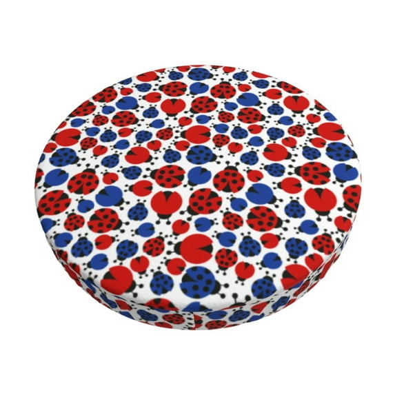 Picia Ladybugs Pattern Round Stool Covers Comfy Seat Covers Stretch Removable Washable Chair Slipcover Round Bar Chair Cushion Cover-14 inch