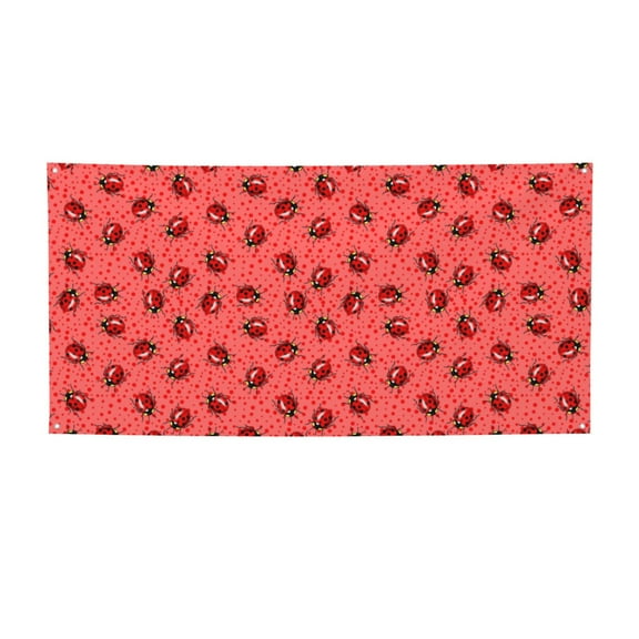 Picia Ladybugs On Red Polka Dot Pattern Party Banner, Festive Decoration, Holiday Banner, Celebration Decor, Event Banner, Reusable Party Banner-Medium