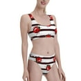 thumbnail image 1 of Picia Ladybugs on Black and White Striped1 Women's High Waisted Bikini Scoop Neck Swimsuit Two Pieces Bathing Suit-, 1 of 8