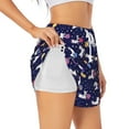 thumbnail image 1 of Picia Lama in Space Pattern Women's 2 in 1 Athletic Running Shorts High Waisted Workout Casual Gym Sweat Shorts with Comfy Liner Zipper Pockets-Small, 1 of 9