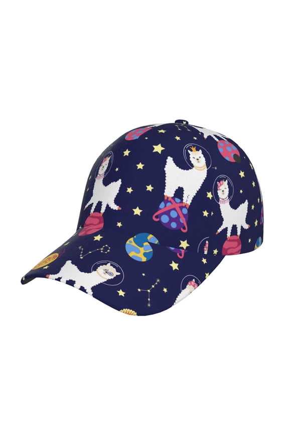 Lama in Space pattern Trucker Low Profile Hat Men Women Baseball Cap Dad Hat Adjustable Unconstructed Plain Cap