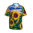 thumbnail image 1 of Picia Landscape With Sunflowers Gentle Cotton Regular Fit Short Sleeve Casual Hawaiian Shirt for Men-XX-Large, 1 of 9