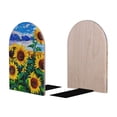thumbnail image 1 of Picia Landscape With Sunflowers Pattern Wood Bookends for Shelves,Non-slip Bookends, Heavy Duty Wooden Bookend Support,1 Pair, 1 of 8