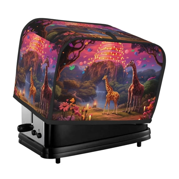 Picia Lantern Giraffes Magical Forest Print 2 Slice Toaster Cover , Toaster Protector Dustproof Kitchen Appliance Cover, Kitchen Appliance Dustproof Protector