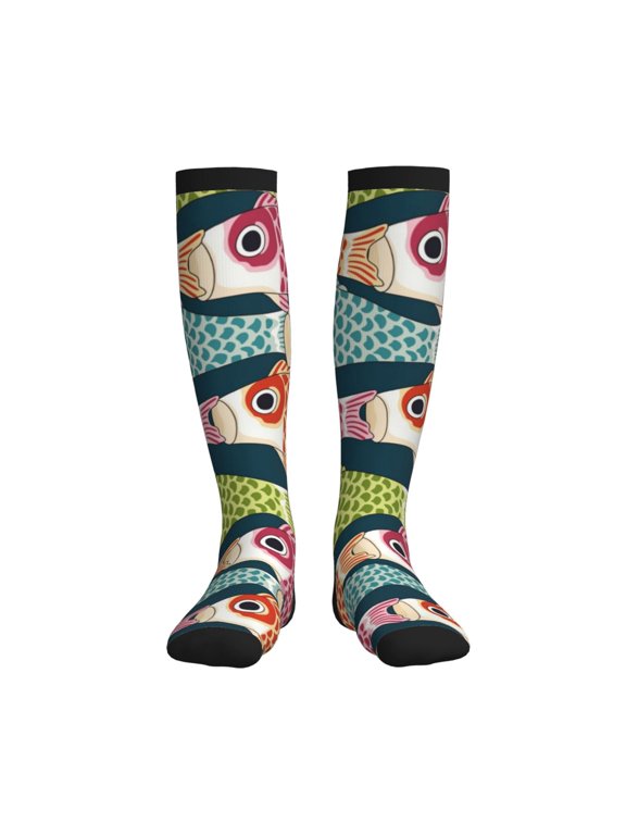 Lantern Koi Fish Printed Sports Compression Socks - 15-20mmHg Graduated Compression, High-Performance Soft and Breathable Socks for Men and Women