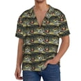 thumbnail image 1 of Picia Largemouth Bass Fish Pattern Men's Linen Shirts Short Sleeve Cuban Beach Shirts Casual Shirts Button Down Shirt for Men Beach Summer Wedding Shirt-Small, 1 of 5