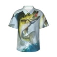 thumbnail image 1 of Picia Largemouth Bass jumps out of water Pattern Men's Hawaiian Shirt – Soft Cotton Regular Fit Short Sleeve Shirt, Casual Beach Shirt for Summer, Vacation, and Outdoor Wear,Large, 1 of 7