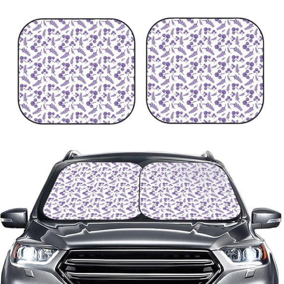 Picia Lavender Flowers 2 Piece Car Windshield Sun Shade Foldable | Foldable Sun Shield for Front Window Blocks UV Rays and Keeps Your Vehicle Cool-Large