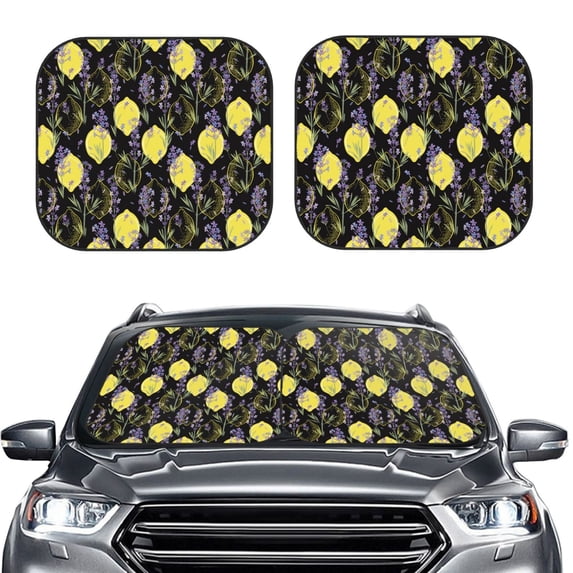 Picia Lavender Flowers 2 Piece Car Windshield Sun Shade Foldable | Foldable Sun Shield for Front Window Blocks UV Rays and Keeps Your Vehicle Cool-Medium