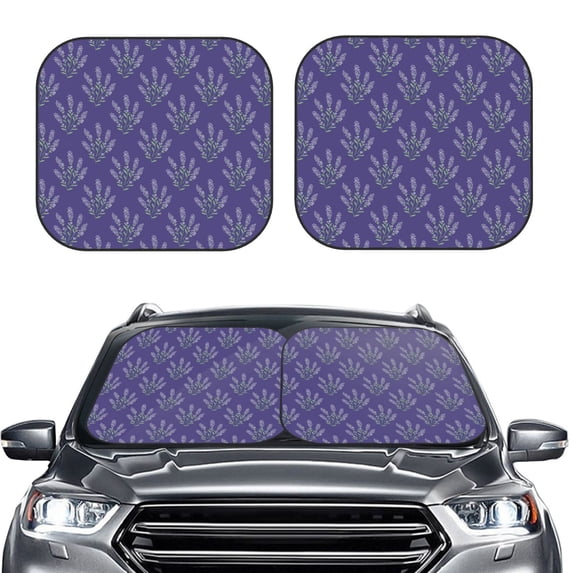 Picia Lavender Flowers 2 Piece Car Windshield Sun Shade Foldable | Foldable Sun Shield for Front Window Blocks UV Rays and Keeps Your Vehicle Cool-