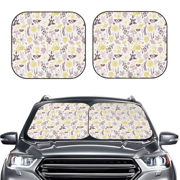 Picia Lavender Flowers 2 Piece Car Windshield Sun Shade Foldable | Foldable Sun Shield for Front Window Blocks UV Rays and Keeps Your Vehicle Cool-