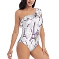 thumbnail image 1 of Picia Lavender Flowers Pattern Women's One Piece Swimsuits,One Shoulder Swimwear Asymmetric ,Ruffle Monokinis Bathing Suits,High Waisted Flattering Bathing Suits-Small, 1 of 8