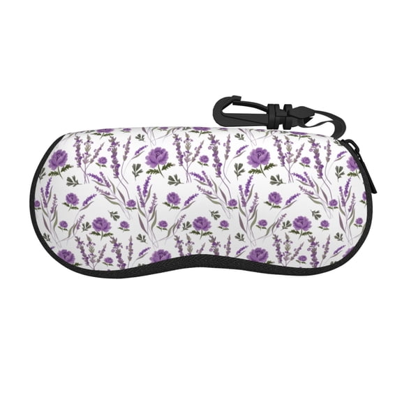 Picia Lavender Flowers Print Sunglasses Case, Eyeglasses Case Protector Large Glasses Case, Key Lock Case Protective Glasses Holder Eyeglasses Cases