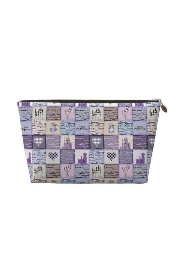 Lavender Flowers Printed Leather Travel Toiletry Bag,Cosmetic Organizer, Makeup Travel Bag, Durable Travel Pouch, Compact Toiletry Bag, Travel Accessories