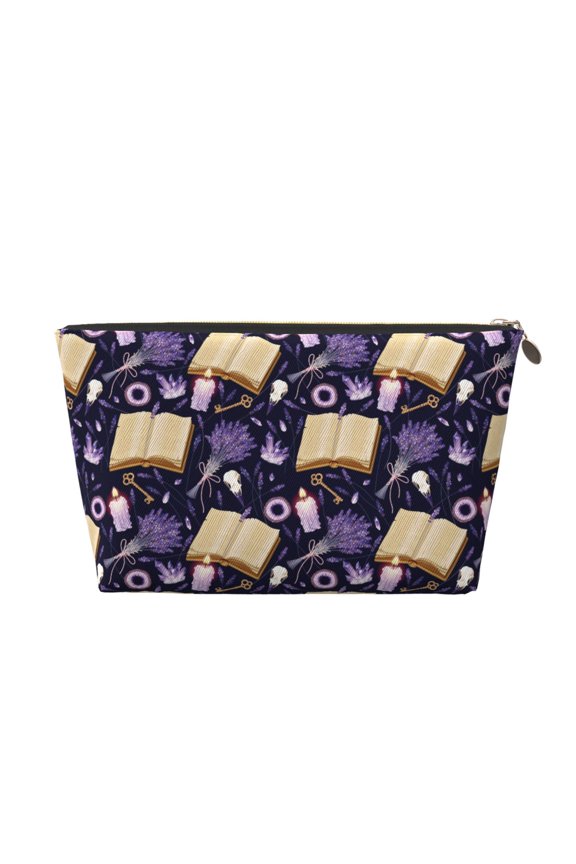 Lavender Flowers Printed Leather Travel Toiletry Bag,Cosmetic Organizer, Makeup Travel Bag, Durable Travel Pouch, Compact Toiletry Bag, Travel Accessories
