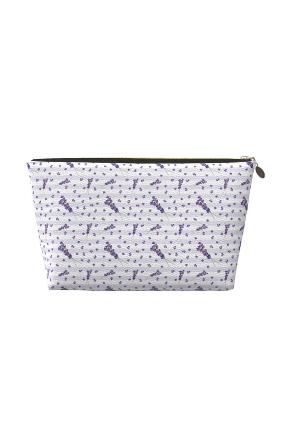 Lavender Flowers Printed Leather Travel Toiletry Bag,Cosmetic Organizer, Makeup Travel Bag, Durable Travel Pouch, Compact Toiletry Bag, Travel Accessories
