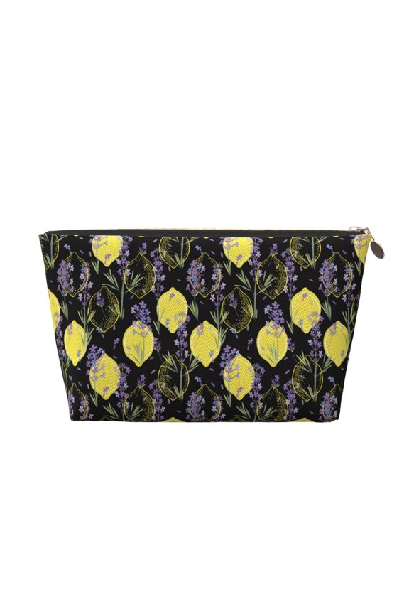 Lavender Flowers Printed Leather Travel Toiletry Bag,Cosmetic Organizer, Makeup Travel Bag, Durable Travel Pouch, Compact Toiletry Bag, Travel Accessories