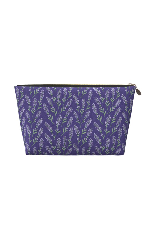 Lavender Flowers Printed Leather Travel Toiletry Bag,Cosmetic Organizer, Makeup Travel Bag, Durable Travel Pouch, Compact Toiletry Bag, Travel Accessories