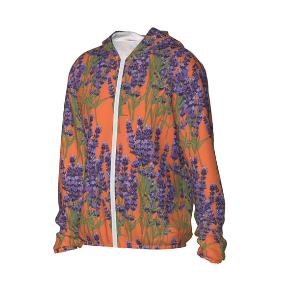 Picia Lavender Flowers Women's Men's UPF 50+ Sun Protection Hoodie Shirt Long Sleeve SPF Fishing Outdoor UV Hiking Lightweight Shirts-3X-Large