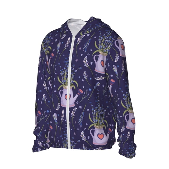 Picia Lavender Flowers Women's Men's UPF 50+ Sun Protection Hoodie Shirt Long Sleeve SPF Fishing Outdoor UV Hiking Lightweight Shirts-Large
