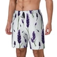 thumbnail image 1 of Picia Lavender Flowers pattern Mens Swim Trunks with Compression Liner Stretch Beach Shorts Quick Dry with Zipper Pockets No-Chafing Board Shorts-XX-Large, 1 of 9